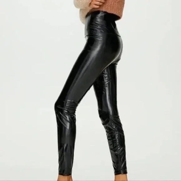 Artizia Wilfred Free Daria Black Faux Leather Leggings. Size XXS. - Picture 3 of 7